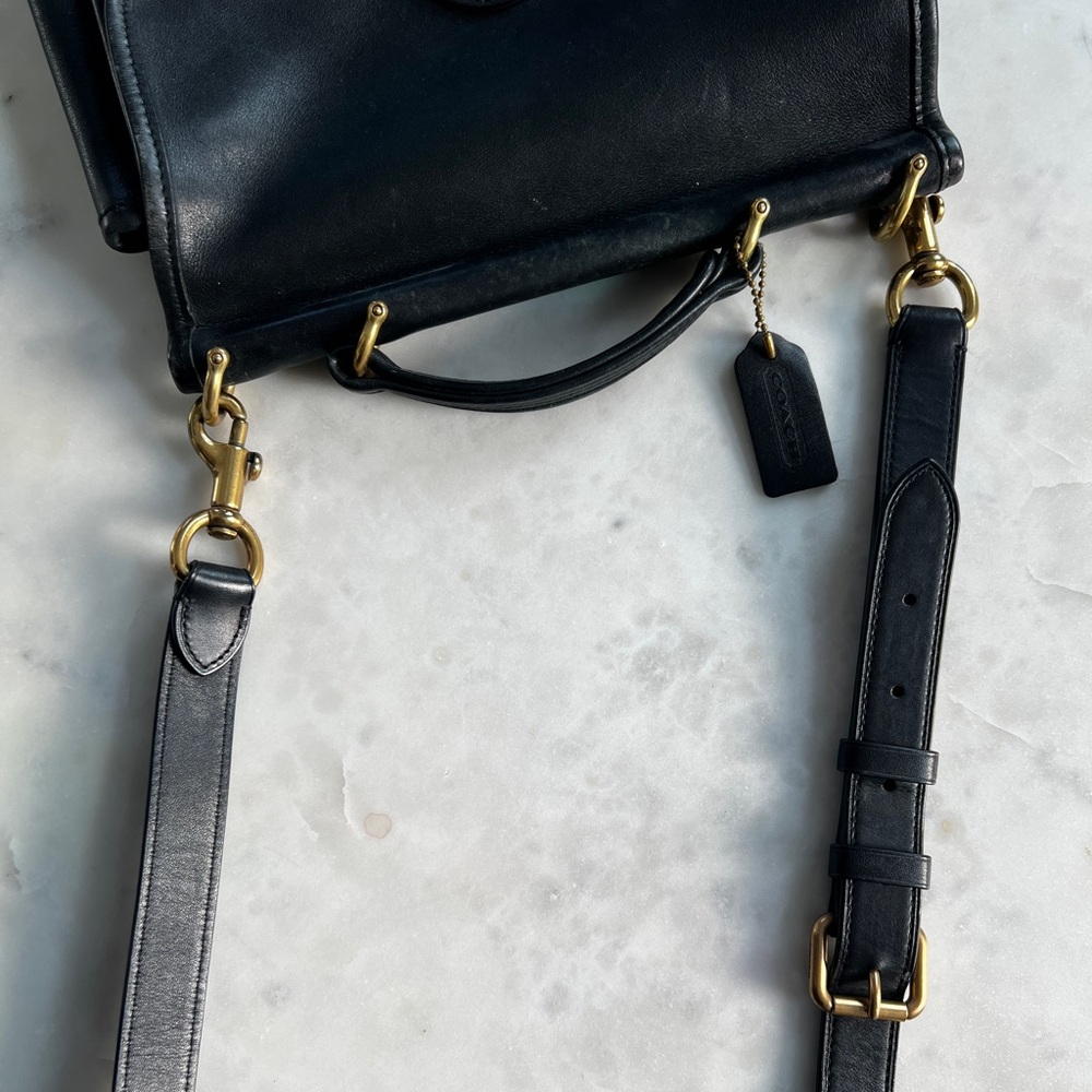 VINTAGE COACH pre-1994 WILLIS black leather crossbody bag - Picture 10 of 12